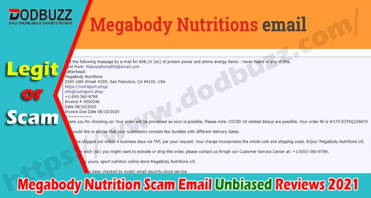 Megabody Nutrition Scam Email (Dec 2020) Explore.2021