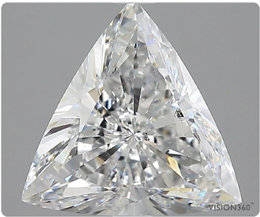 A nice cut Trillion should have Depth % of 38 to 44 giving it a very large size, image by Diamonds-usa